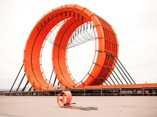 Hot Wheels Double Loop Stunt with Real Cars