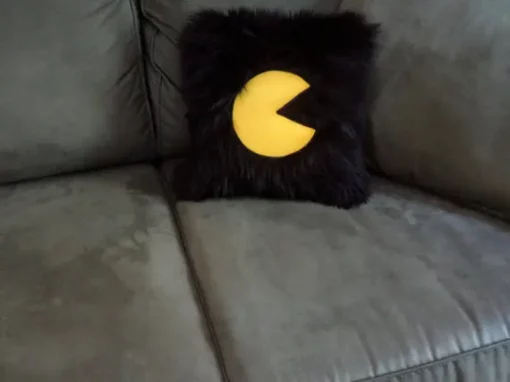 PacMan Pillow with Black Fur